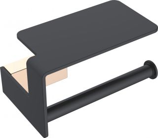 Держатель для туалетной бумаги Boheme Q с полкой чёрный/золото 10941-G-B